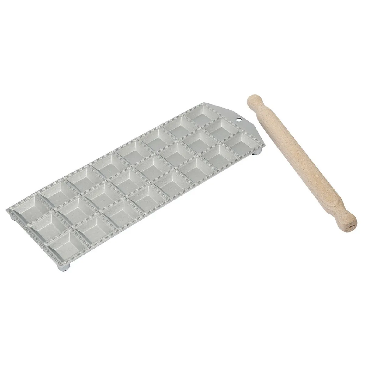 Clearance Overig Aluminium Ravioliplaat Vierkant met Rolstok (24) 39x14cm**