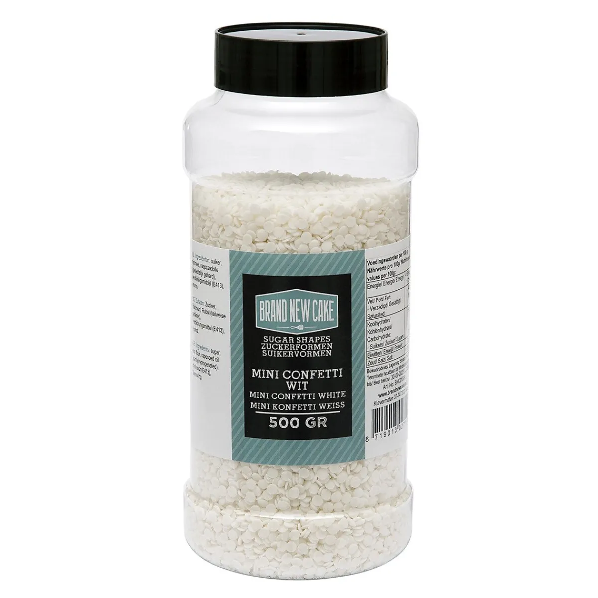 Online BrandNewCake Mini Confetti Rondjes Wit 4mm 500gr.