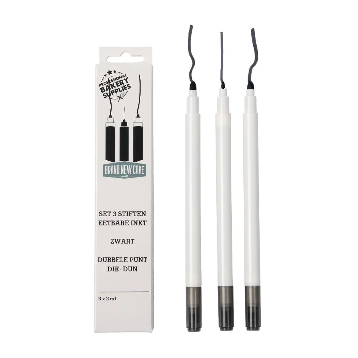 Best BrandNewCake Zwarte Stiften eetbare inkt set/3
