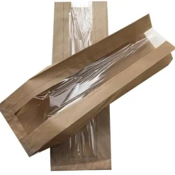 Overig Broodzak Kraft met venster (half-brood) 160 + 50x370mm