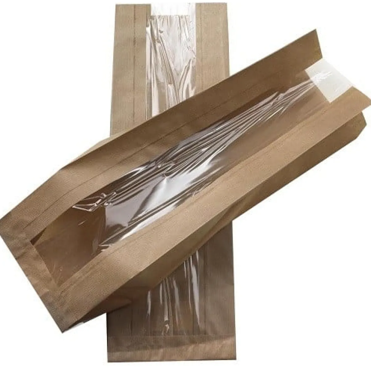 Overig Broodzak Kraft met venster (half-brood) 160 + 50x370mm
