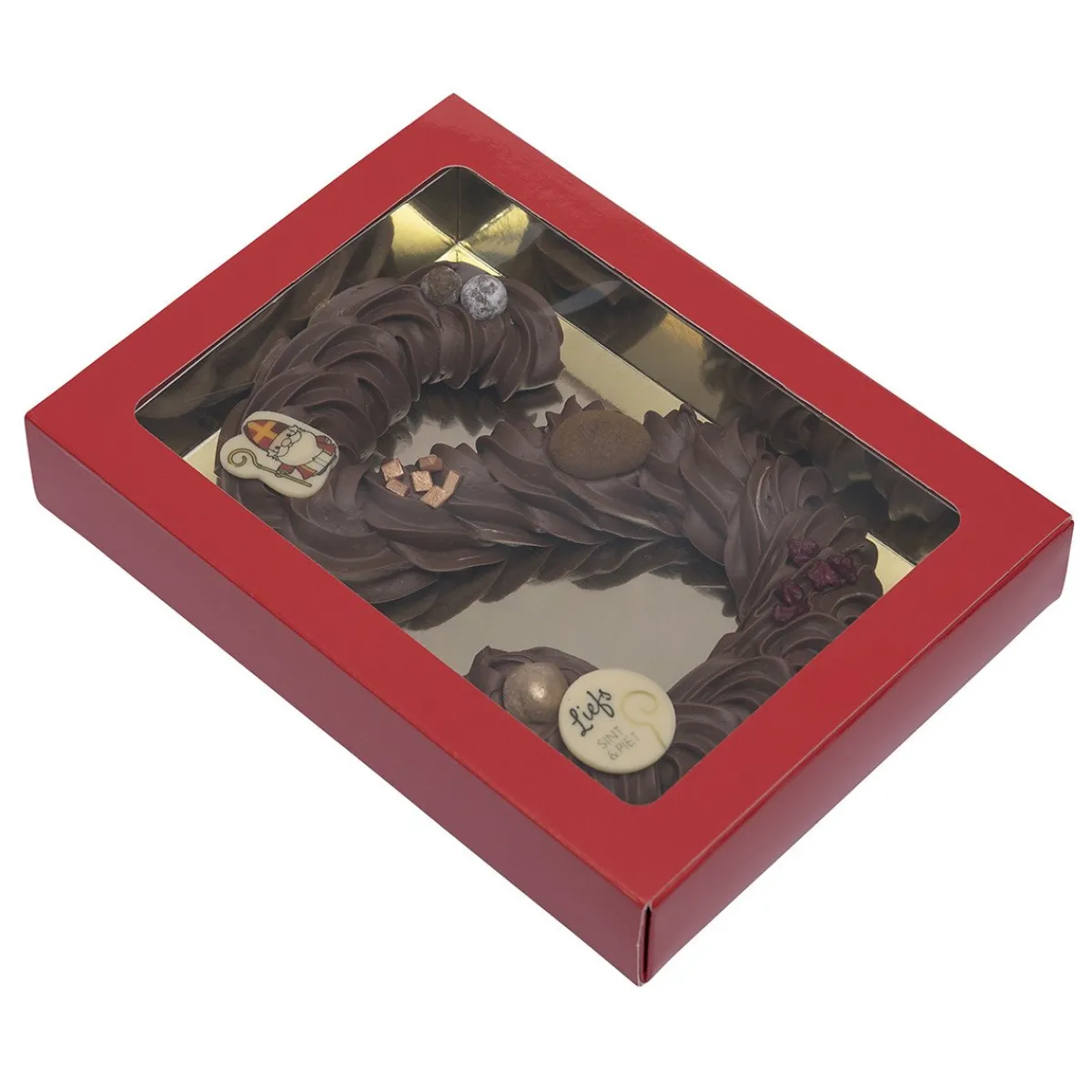 Online BrandNewCake Chocoladeletterdoos GK7 Rood / Goud 26st