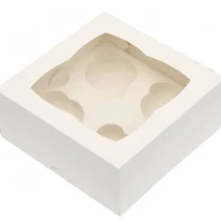 Hot BrandNewCake Cupcake Doosje 4 Wit (incl. tray met venster) 3st.