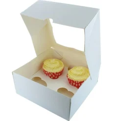 Hot BrandNewCake Cupcake Doosje 4 Wit (incl. tray met venster) 3st.