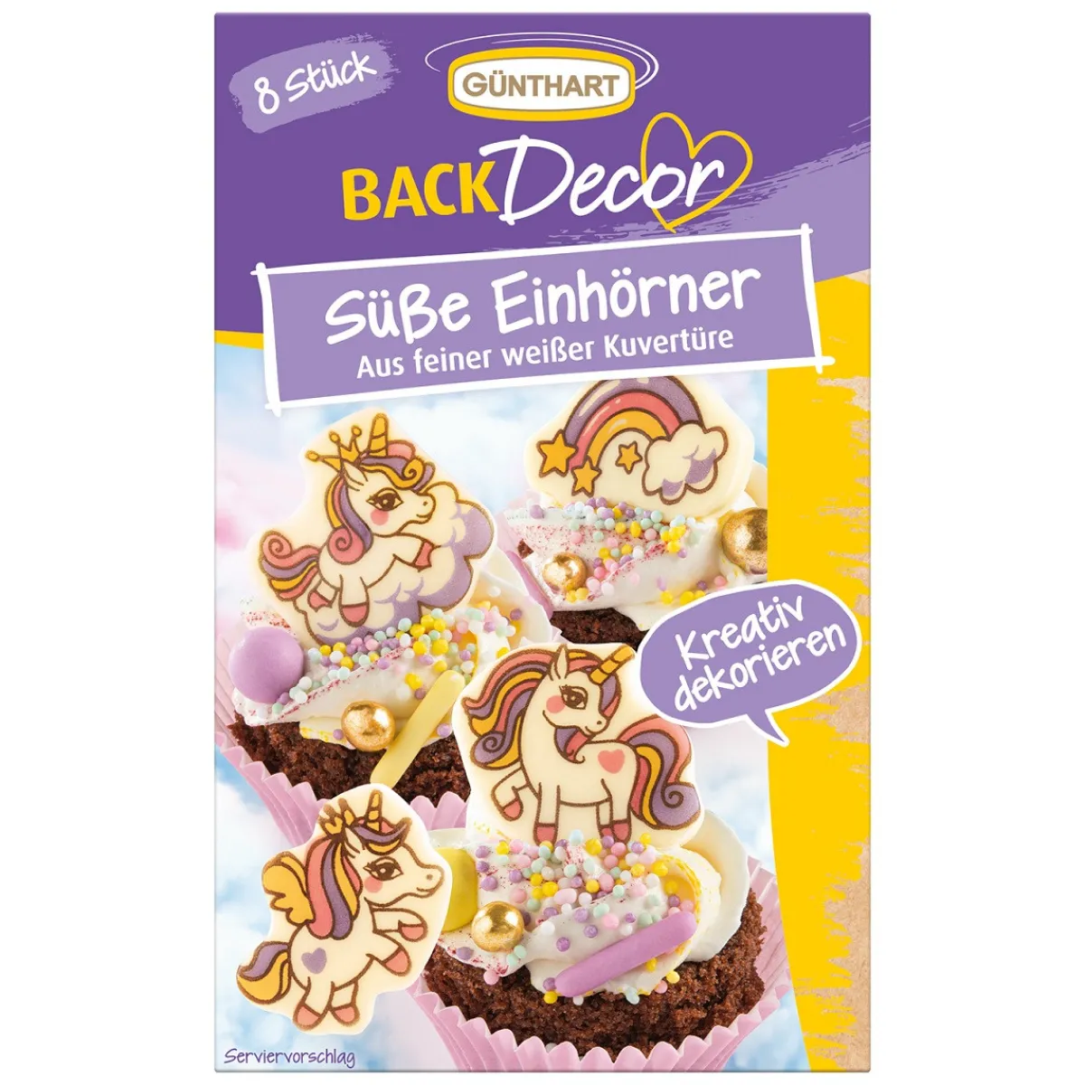 Günthart Chocoladedecoratie Unicorn & Regenboog 8st.