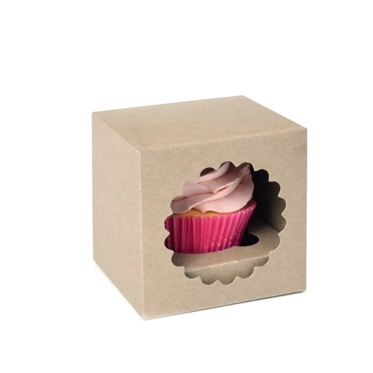 Discount House of Marie HoM Cupcake Doosje 1 Kraft (incl. tray met venster) 100st.
