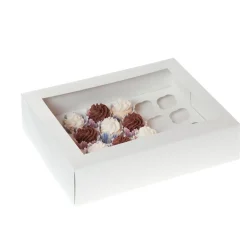 New House of Marie HoM Cupcake Doosje 24 MINI Wit (incl. tray met venster) 2st.