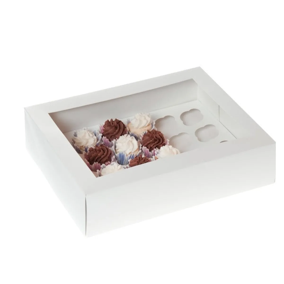 New House of Marie HoM Cupcake Doosje 24 MINI Wit (incl. tray met venster) 2st.