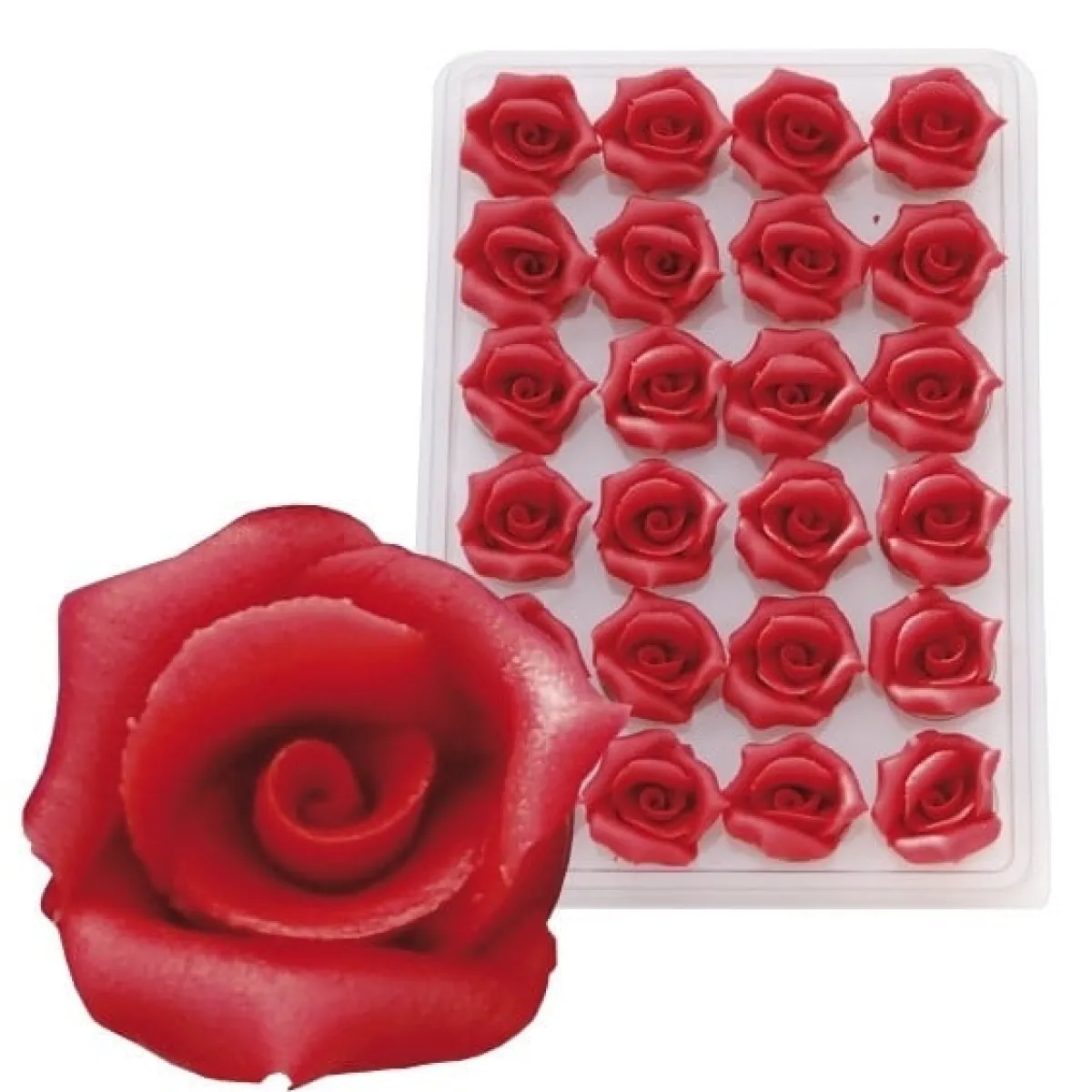 Sale Overig Marsepein Rozen Rood 6-blads 25mm (24 st.)