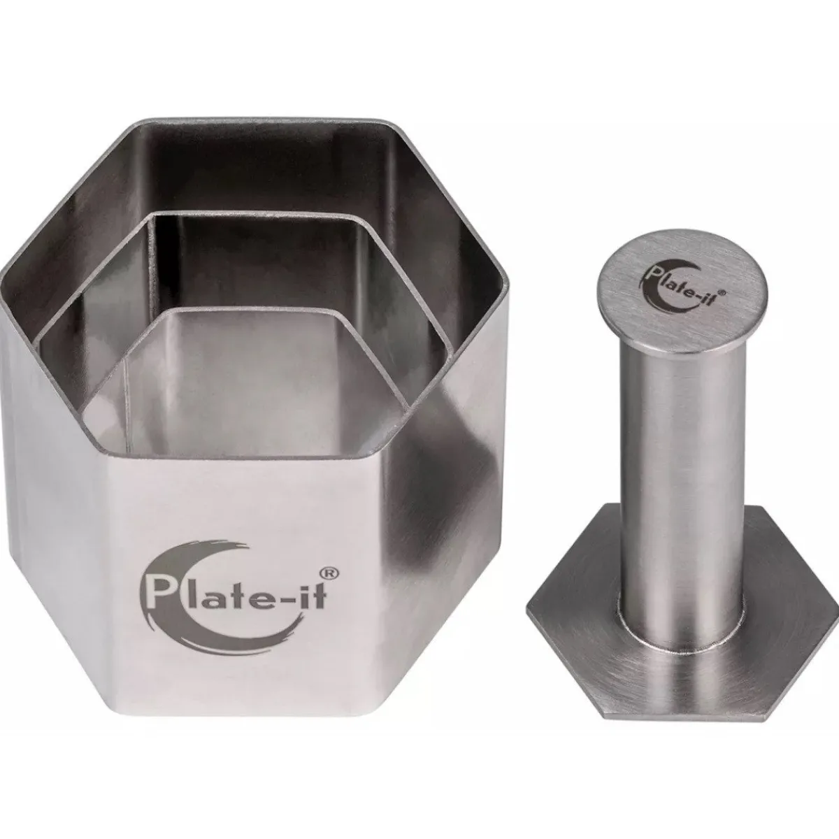 Outlet Plate-it Garneerringen Hexagon met Pusher Set/4