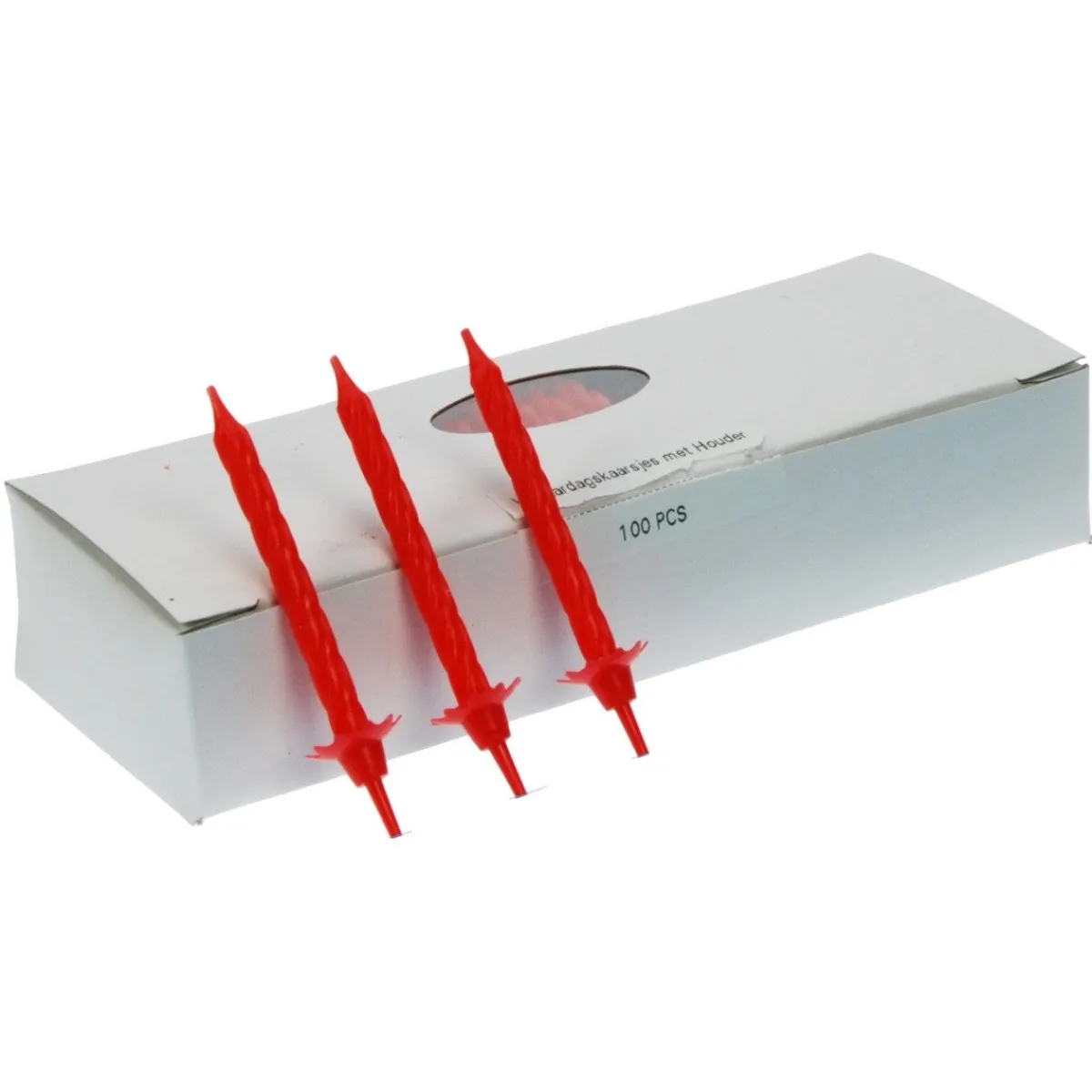 Hot Overig Taartkaarsjes met houder 6cm 100st. Rood