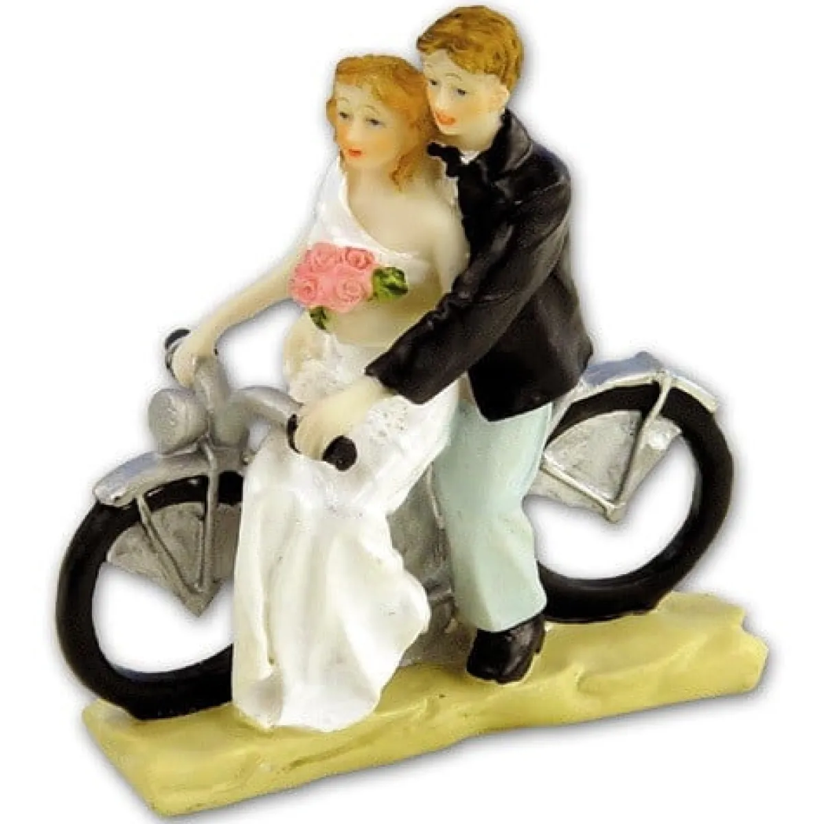 Clearance Taarttopper Bruidspaar op Motorfiets Polystone 11cm