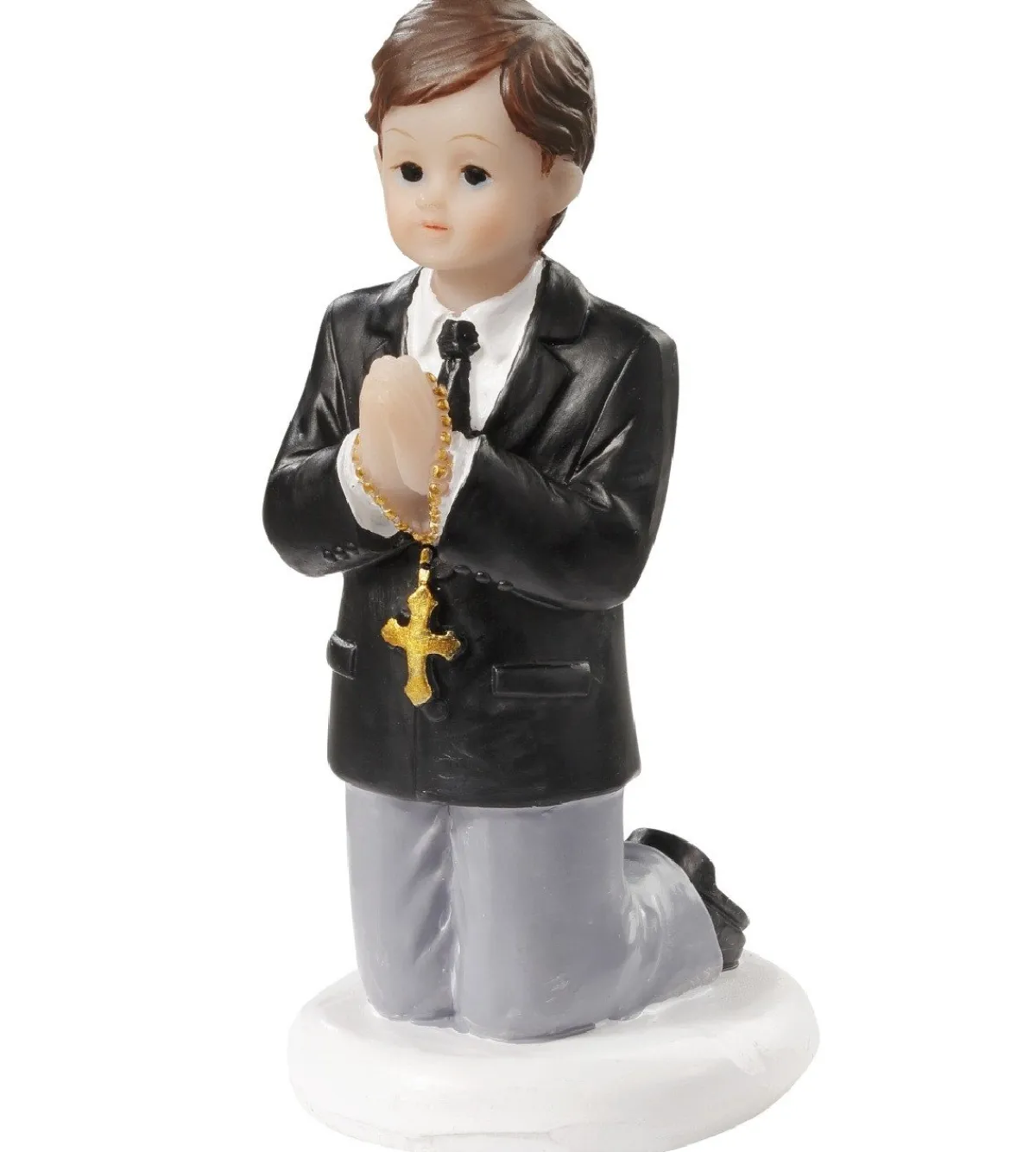 Overig Taarttopper Communie Jongen met Kruis Polystone 7cm