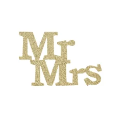 New Overig Taarttopper Mr & Mrs Kunststof Goud 11cm 4st